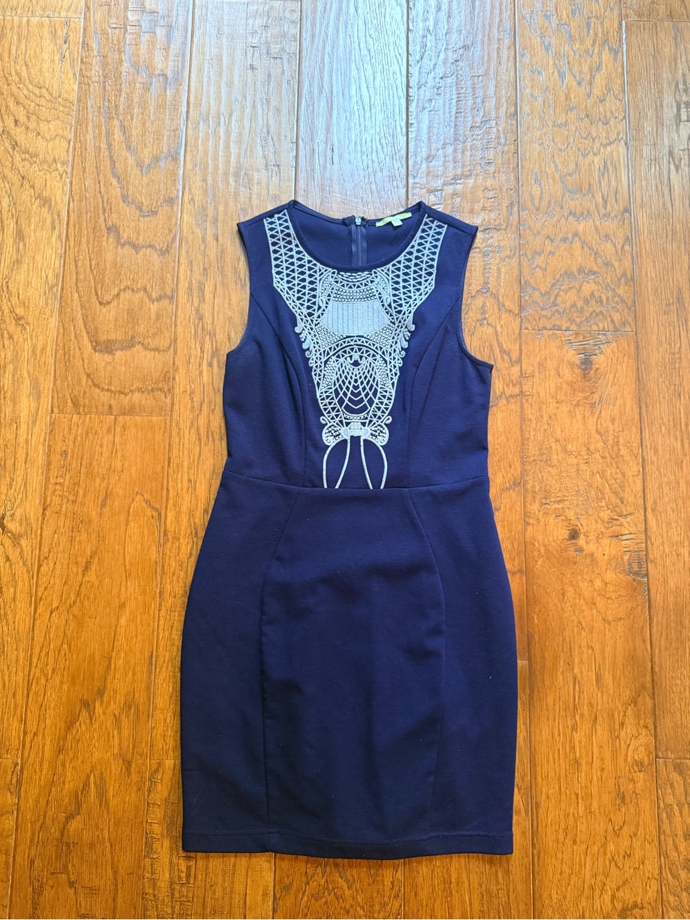 Gianni Bini Navy Dress with Ivory Crochet Panel